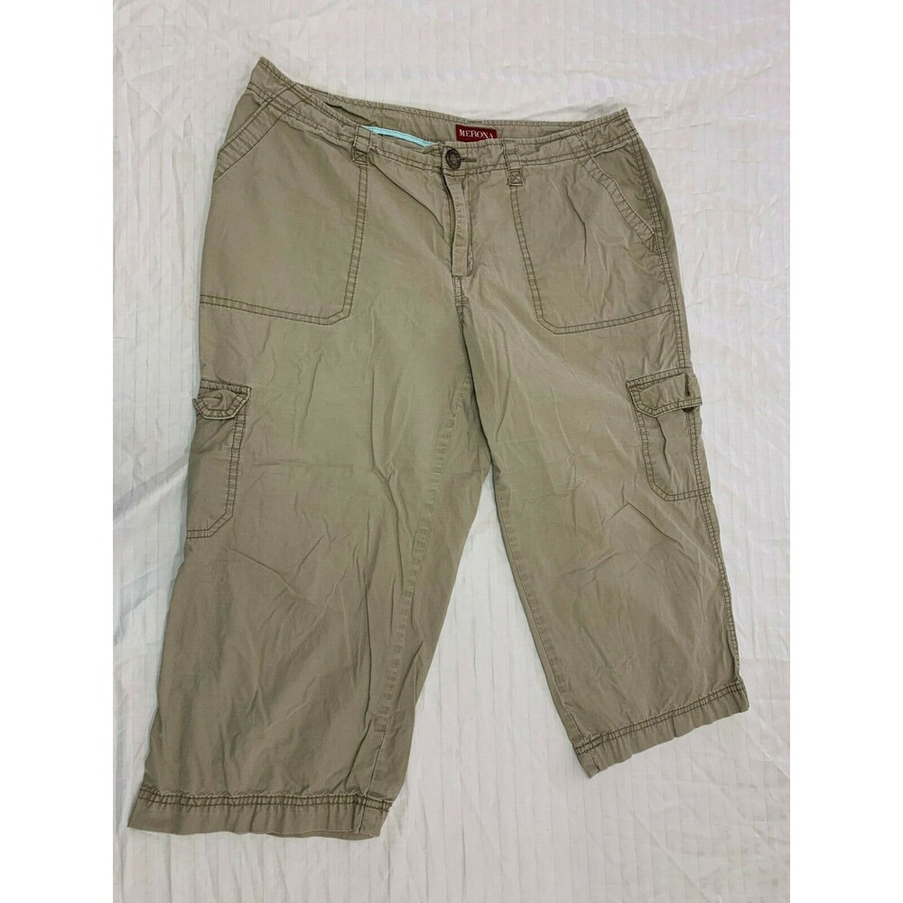 MERONA WOMENS CARGO COTTON CAPRIS PANTS SIZE 12